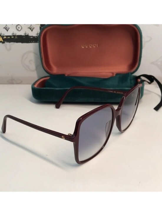 New ✨ Authentic Gucci GG0544S 003 Sunglasses – Burgundy Frame with Blue Gradient main image 10